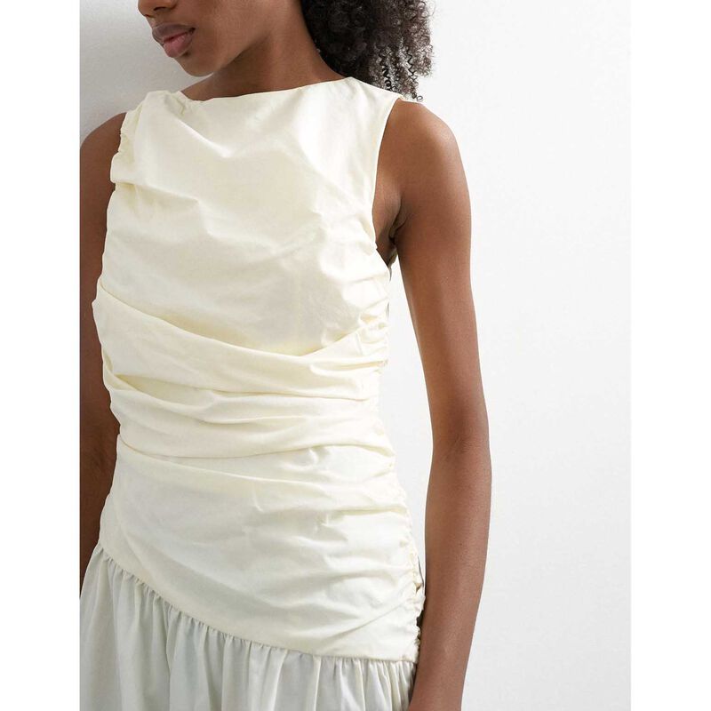 TOPSHOP Caros Poplin Ruched Maxi Dress image number 2